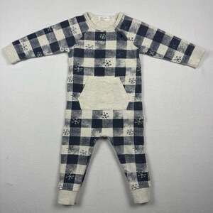 Miles Baby Plaid Snowflake Coverall Size 12M Blue White